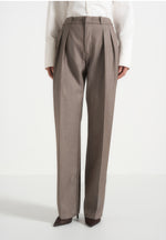 Julie - Pinstripe Tailored Trousers - Beige
