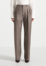 Julie - Pinstripe Tailored Trousers - Beige