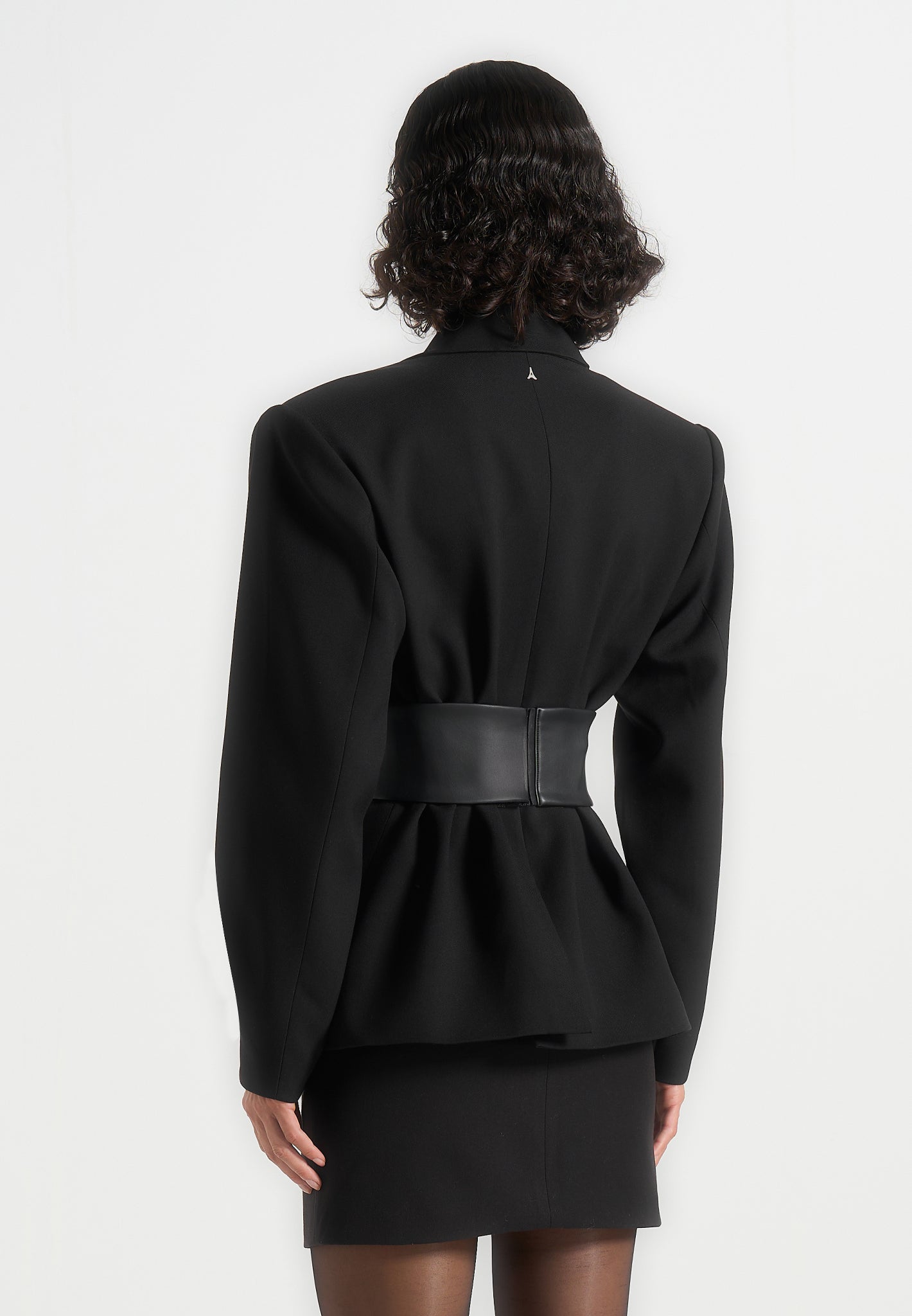 Marie - Twist Sleeve Blazer with Belt - Black