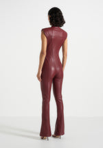 Annette - Leather Jumpsuit - Wine Red