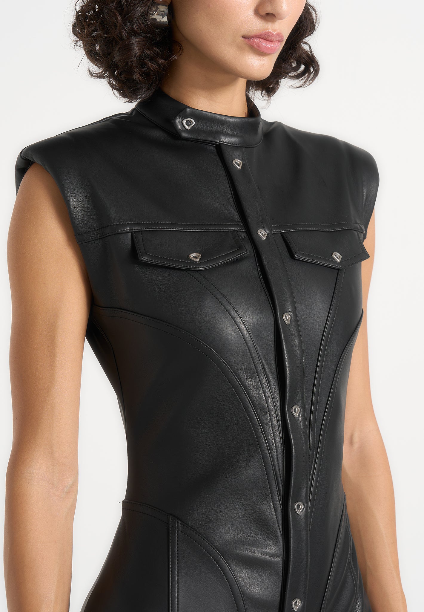 Annette - Leather Jumpsuit - Black 