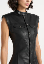 Annette - Leather Jumpsuit - Black