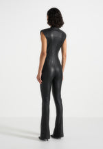 Annette - Leather Jumpsuit - Black
