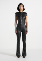 Annette - Leather Jumpsuit - Black