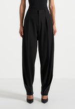 Sophie - Wool Twist Leg Tailored Trousers - Black