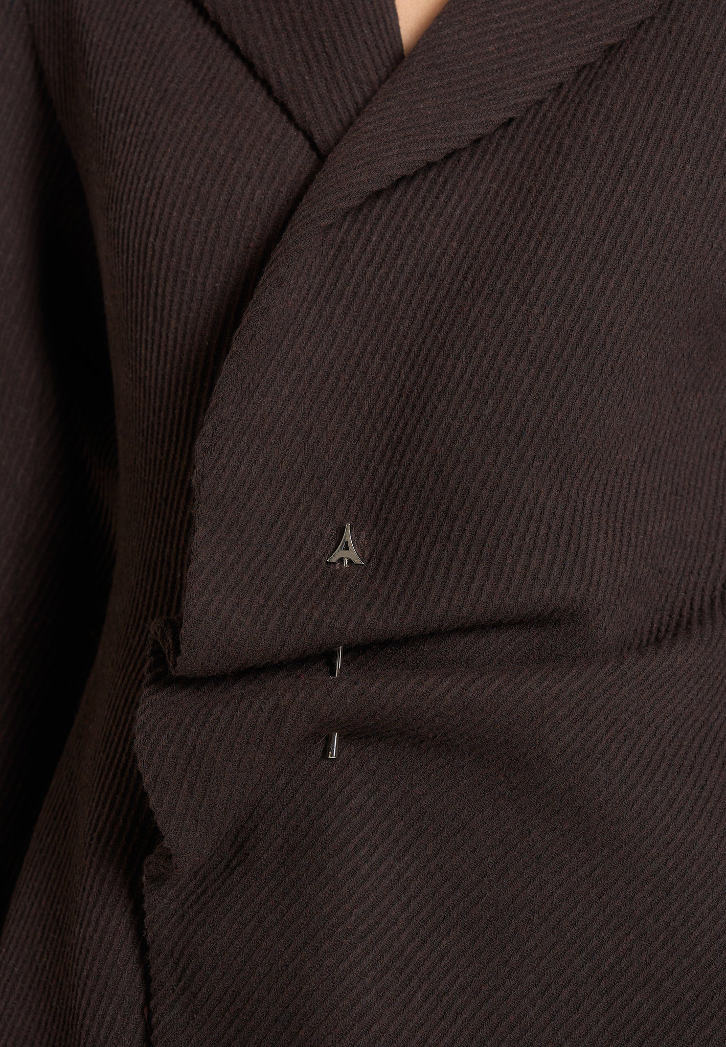 Sylvie - Oversized Wool Asymmetric Blazer Dress - Brown 