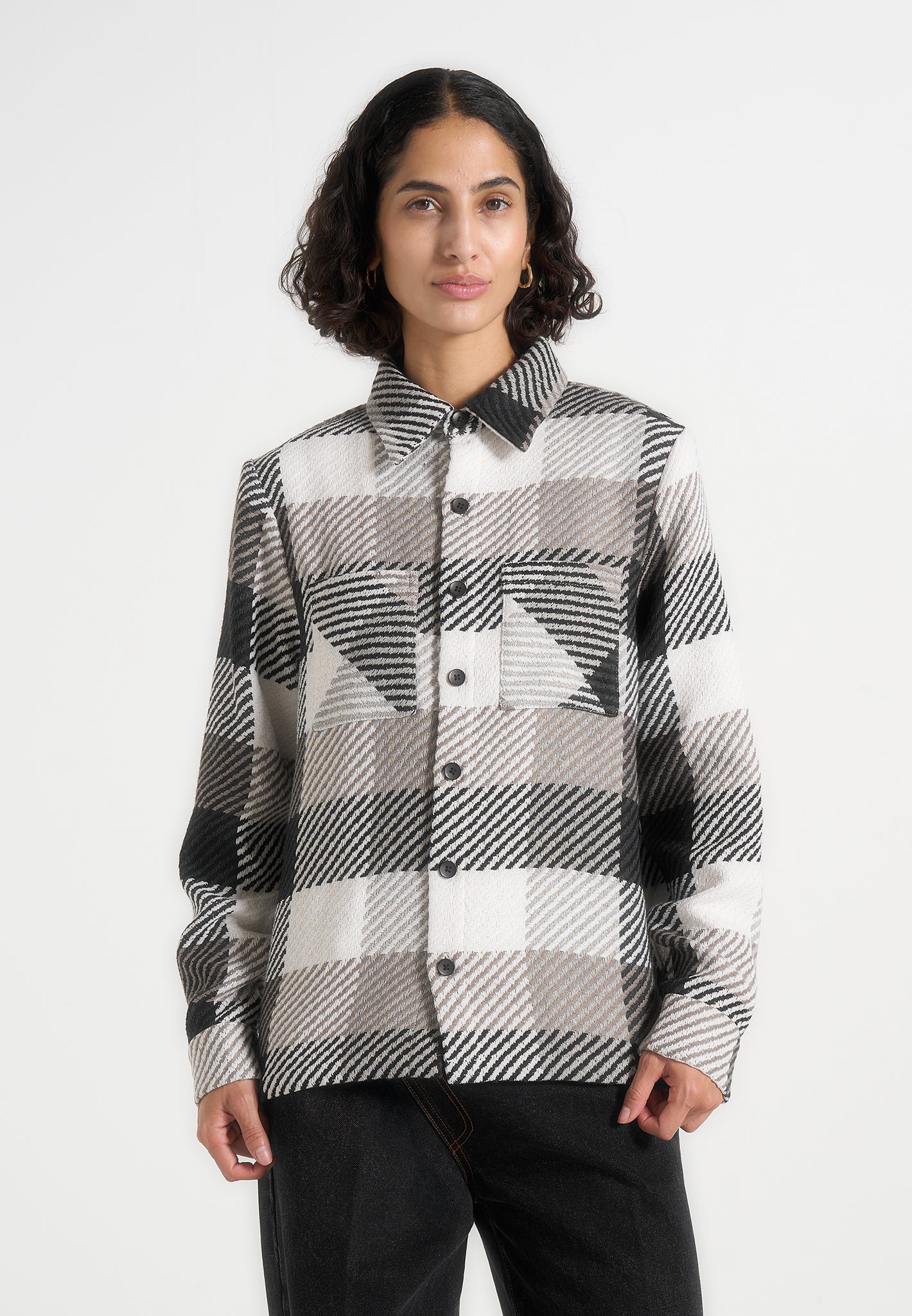 Rune - Unisex Check Overshirt - Black