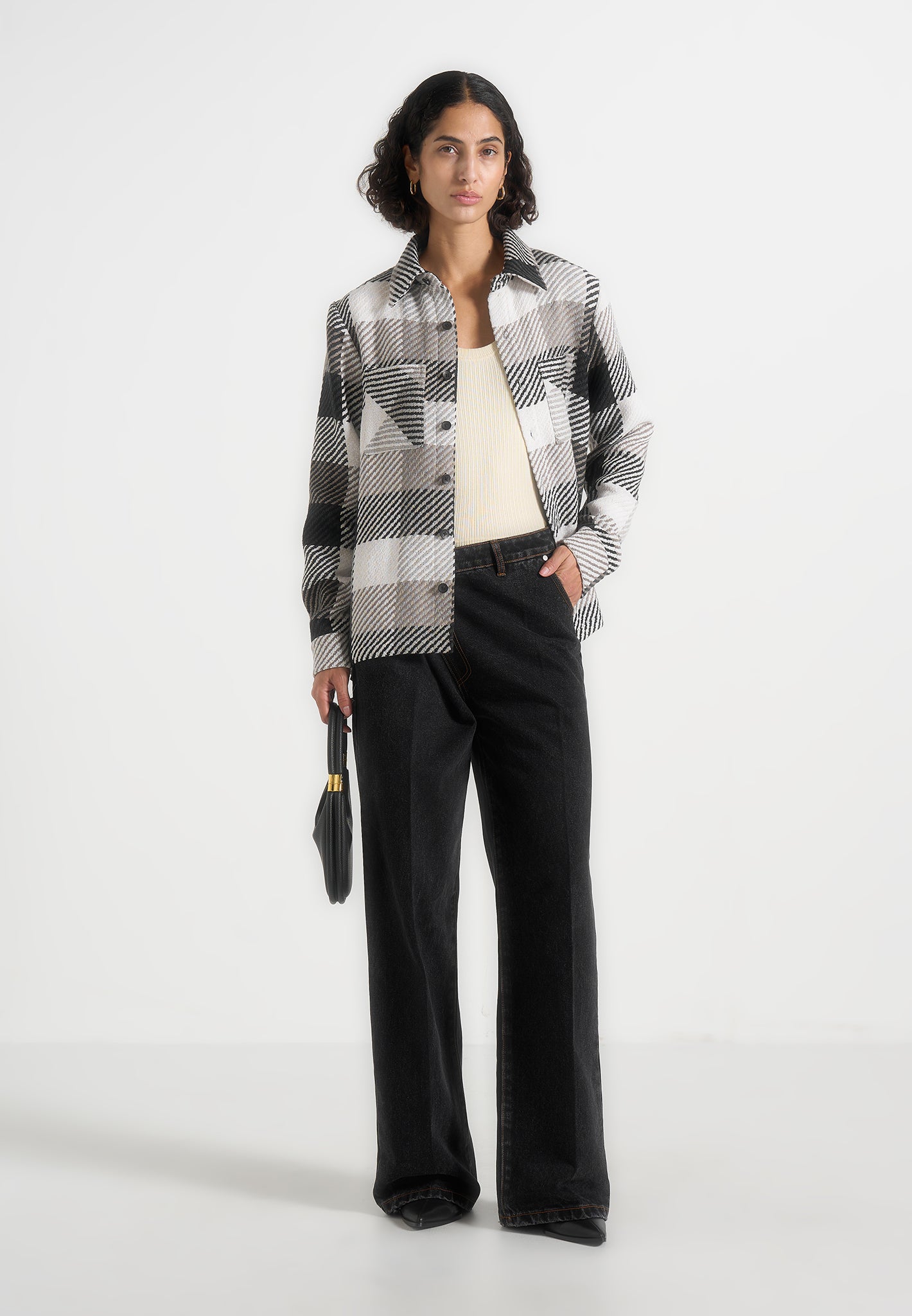 Rune - Unisex Check Overshirt - Black 