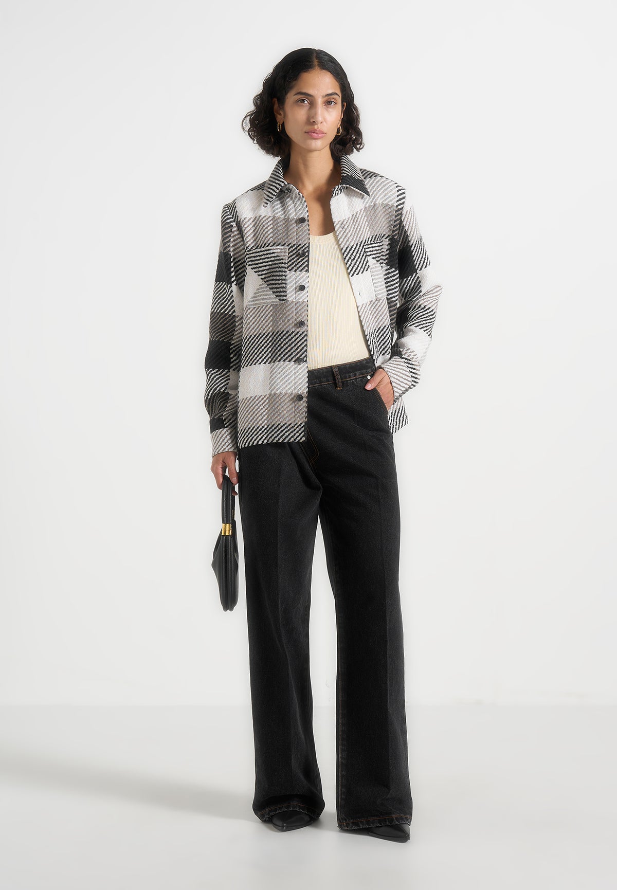 Rune - Unisex Check Overshirt - Black