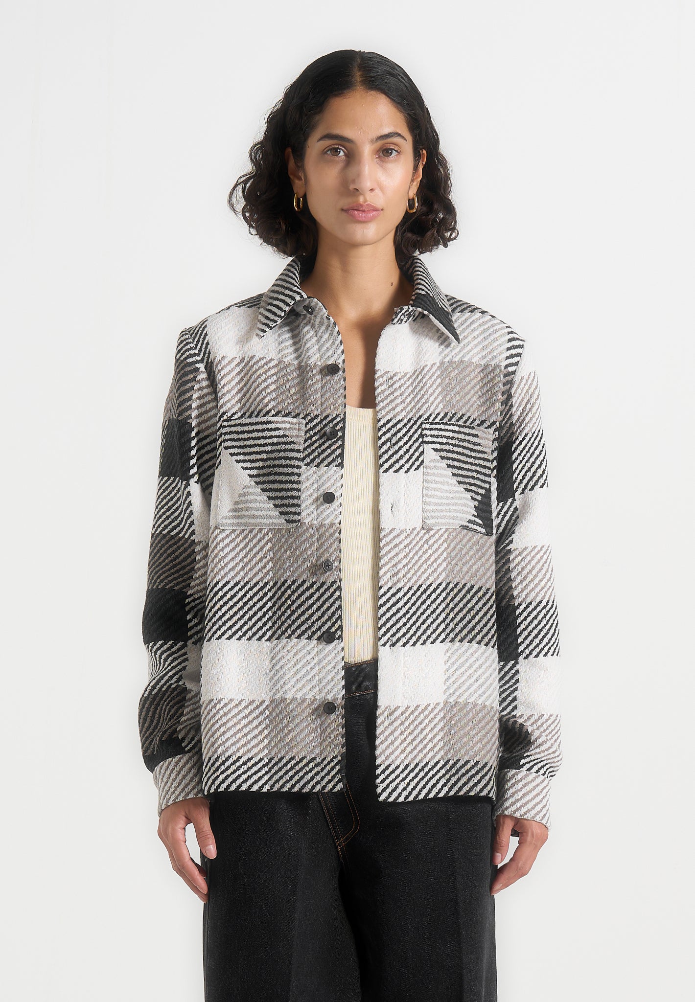 Rune - Unisex Check Overshirt - Black