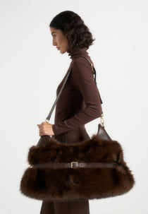 Cali - Fur Duffel Bag  - Brown
