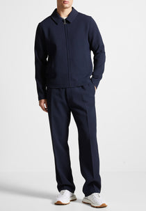 Regular Fit Waffle Seersucker Tailored Trousers - Navy