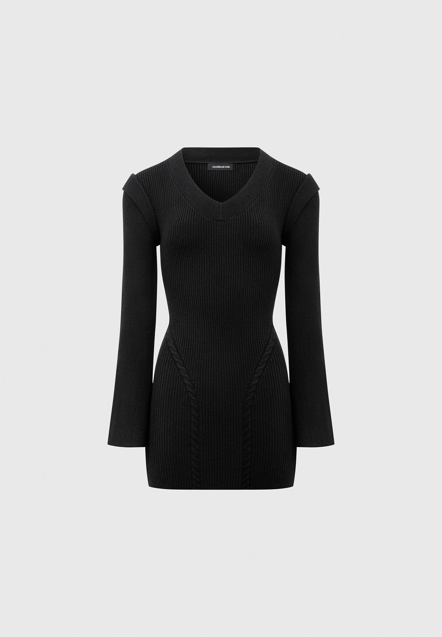 wide-shoulder-knitted-contour-mini-dress-black