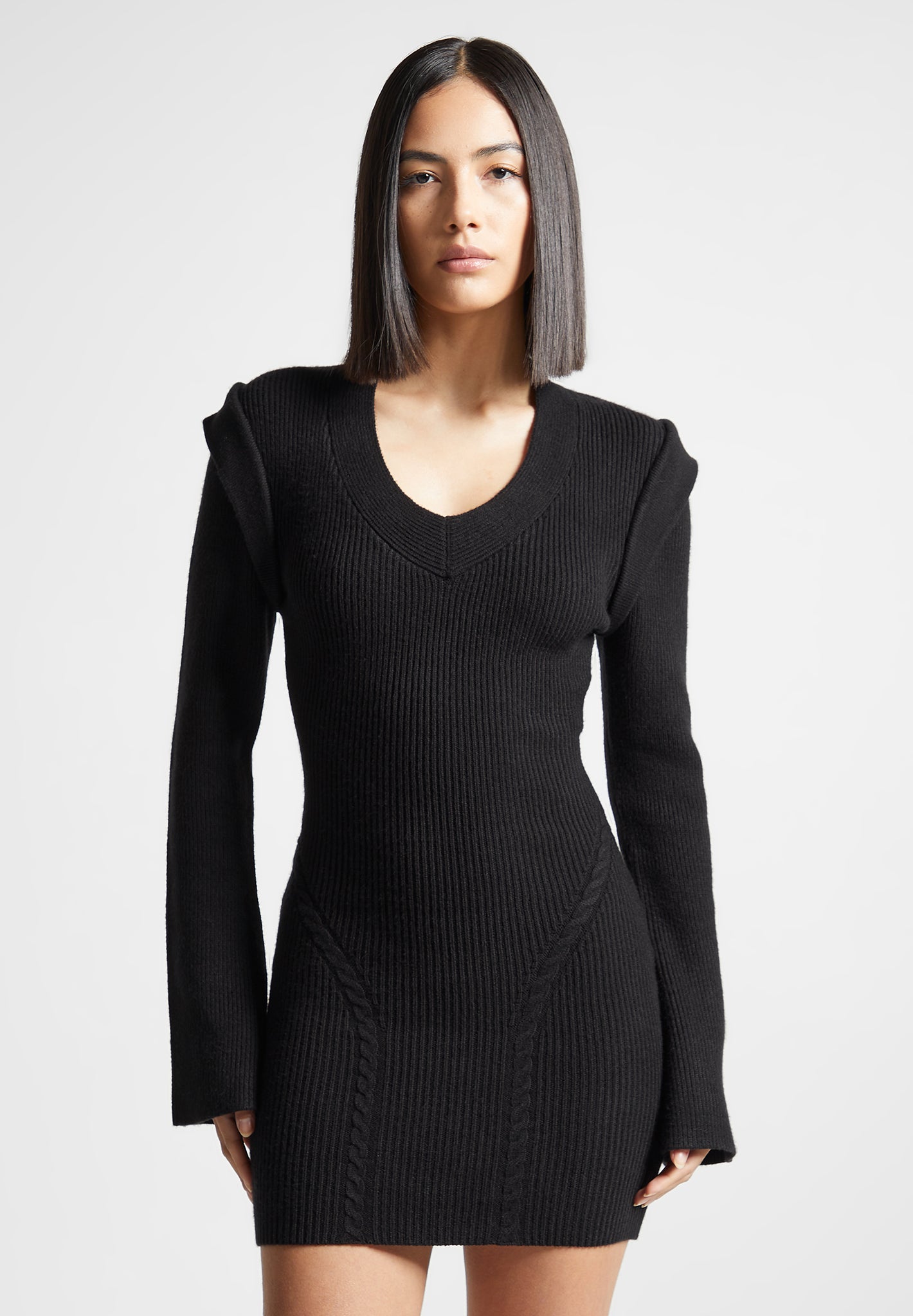 wide-shoulder-knitted-contour-mini-dress-black 