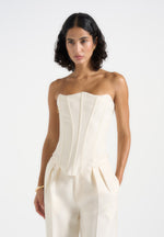 Scarlett - Tailored Lace Up Corset - Off White