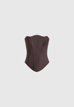 Scarlett - Satin Lace Up Corset - Brown
