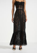 Freya - Belted Lace Maxi Dress - Black