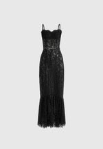 Freya - Belted Lace Maxi Dress - Black