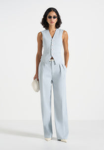 Julie - Tailored Twin Pleat Trousers - Pale Blue