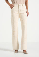 Calista - Line Art Denim Jeans - Cream
