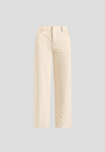 Elyssa - Diamond Stitch Denim Jeans - Cream