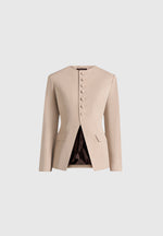 Harper - Tailored Cinch Blazer With Detachable Collar - Beige