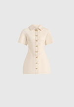 Mathilde - Denim Corset Contrast Stitch Dress - Cream