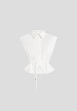 Malia - Sleeveless Tie Waist Cropped Shirt - White