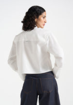 Maura - Oversized Cropped Roll Sleeve Cotton Shirt - White