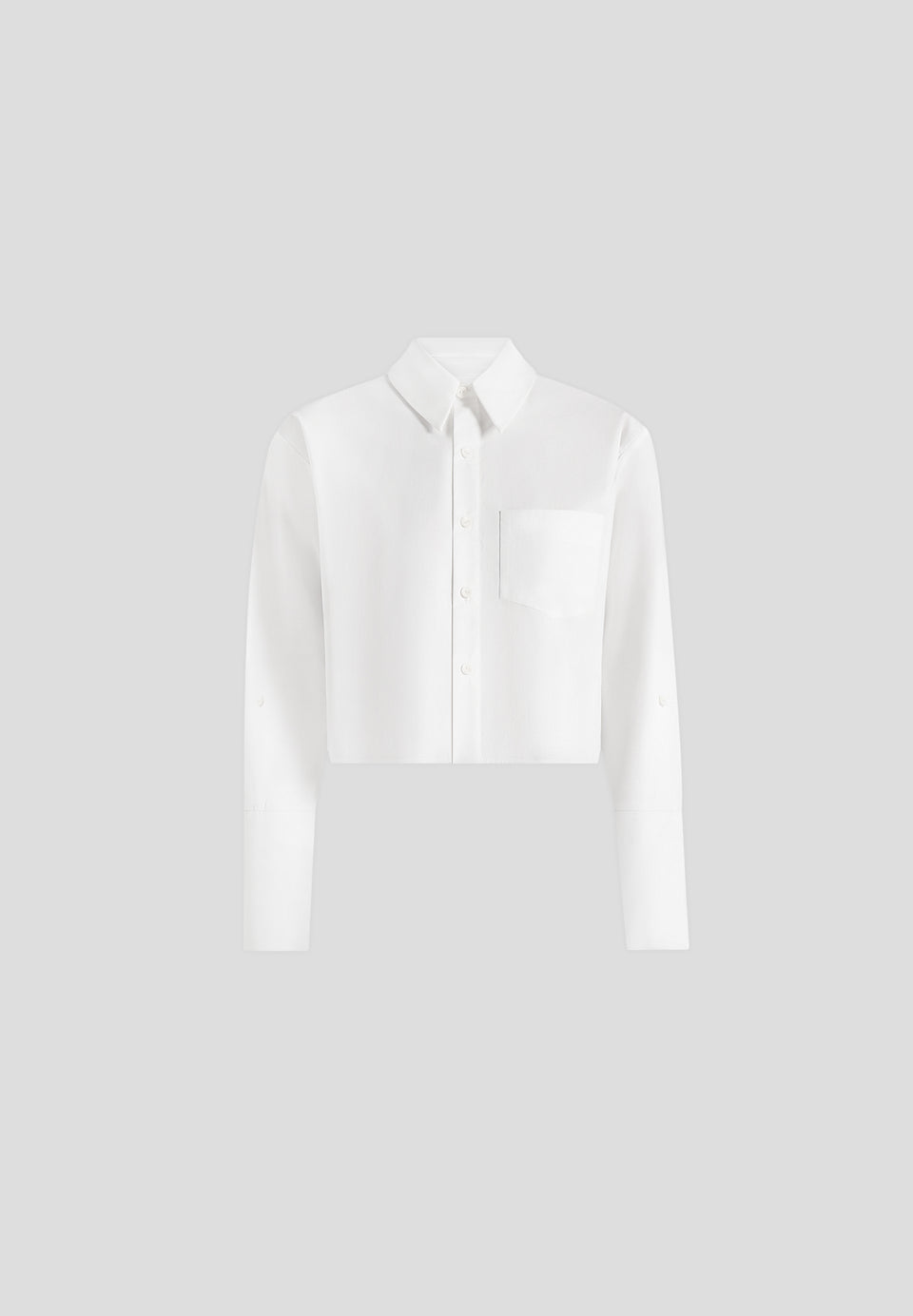 Maura - Oversized Cropped Roll Sleeve Cotton Shirt - White