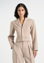 Prisca - Tailored Cropped Blazer - Beige