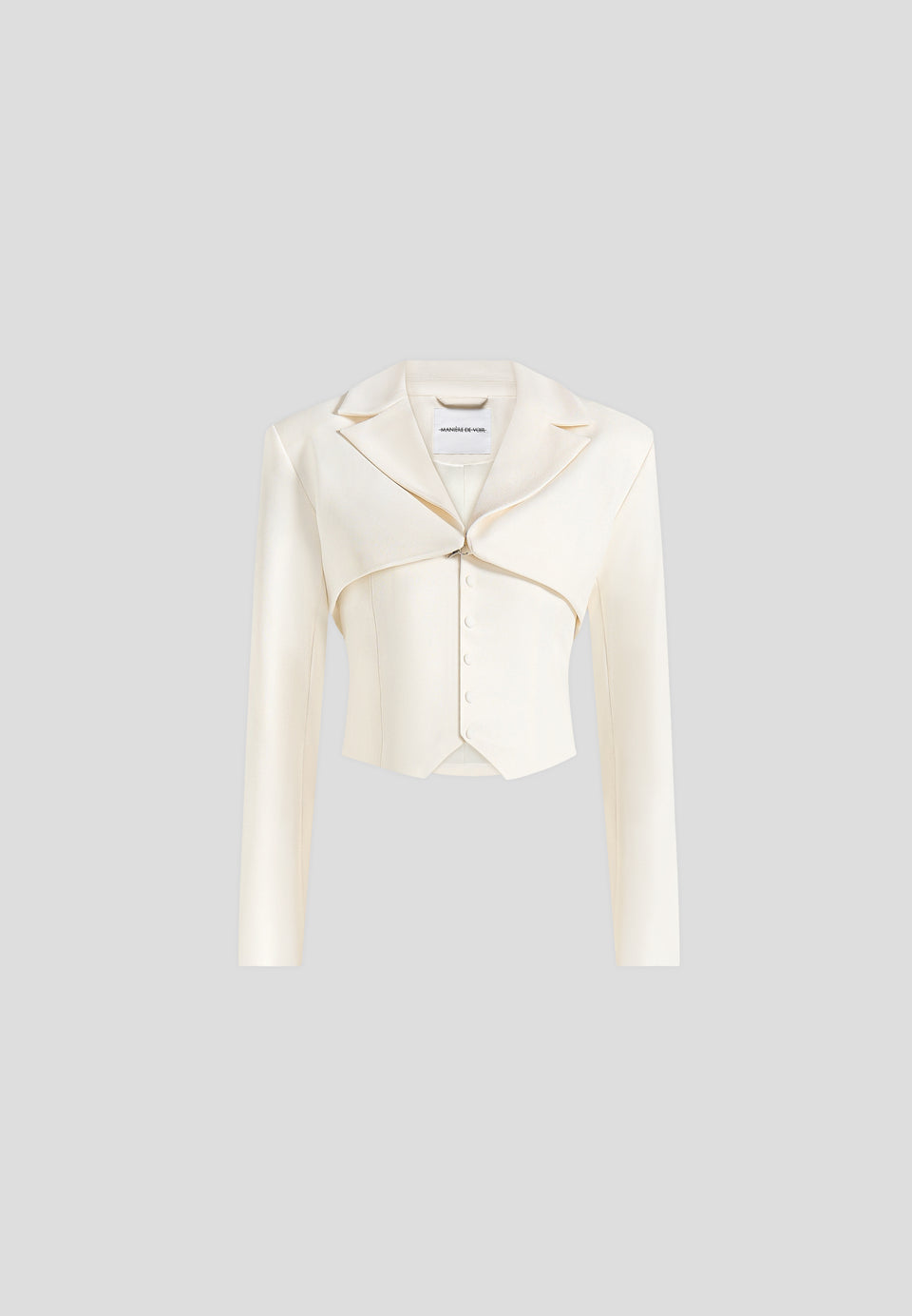 Lise - Cropped Tailored Blazer & Button Detail Bandeau - Off White