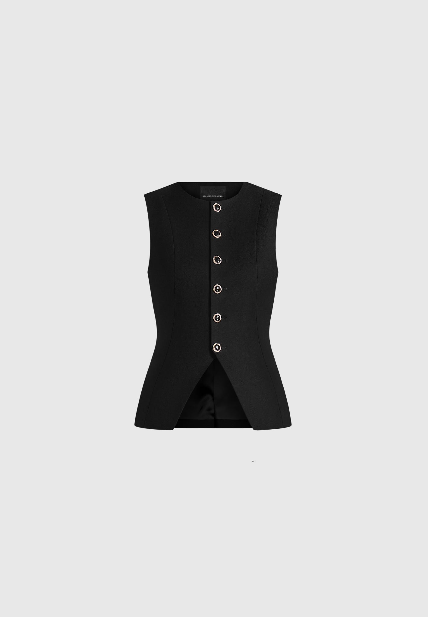 Maisie - Tailored Crew Neck Cinch Waistcoat - Black
