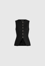 Maisie - Tailored Crew Neck Cinch Waistcoat - Black