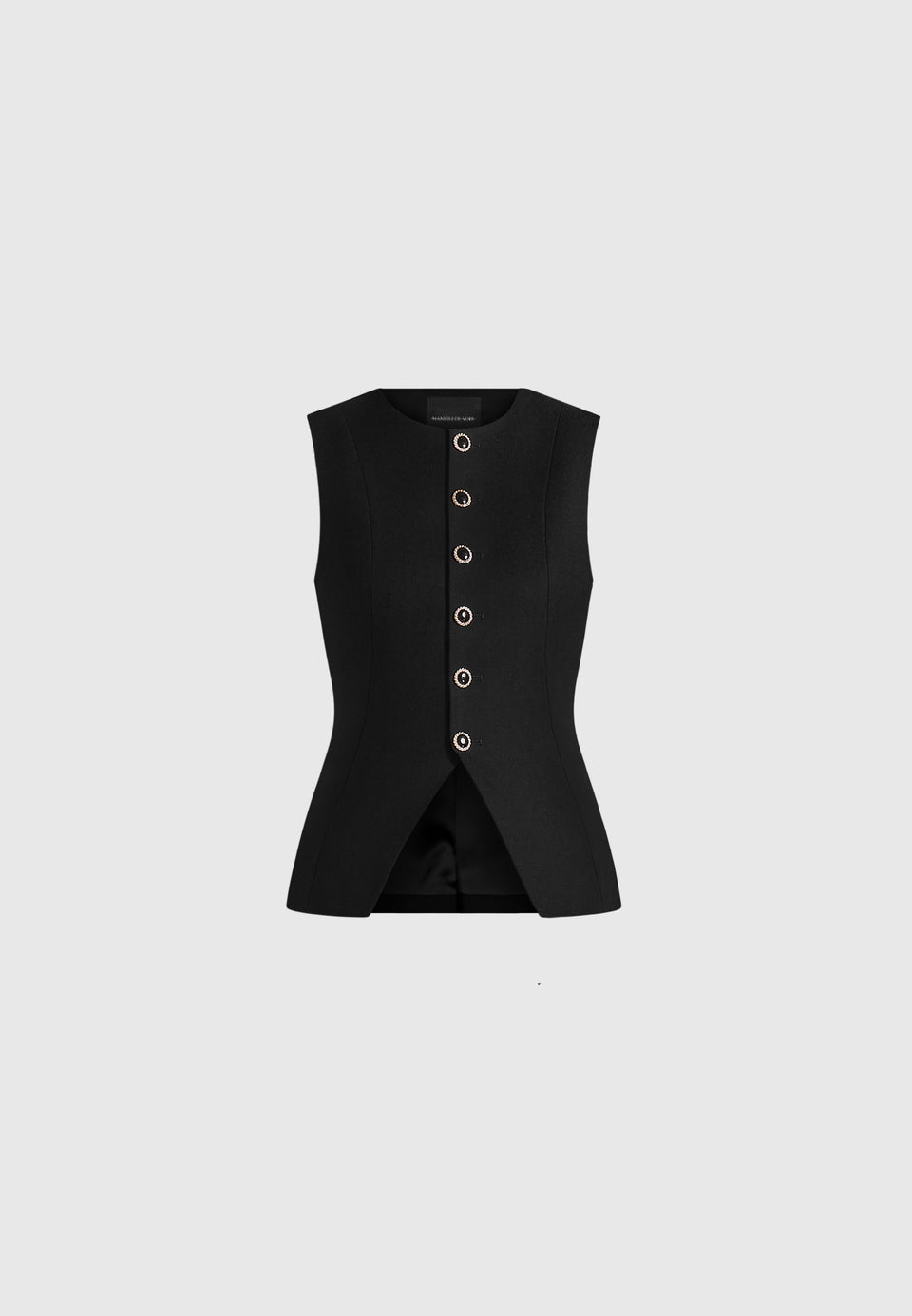 Maisie - Tailored Crew Neck Cinch Waistcoat - Black