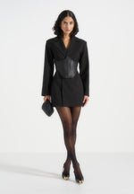 Lacey - Tailored Blazer Dress With Reversible Corset - Black