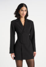 Lacey - Tailored Blazer Dress With Reversible Corset - Black
