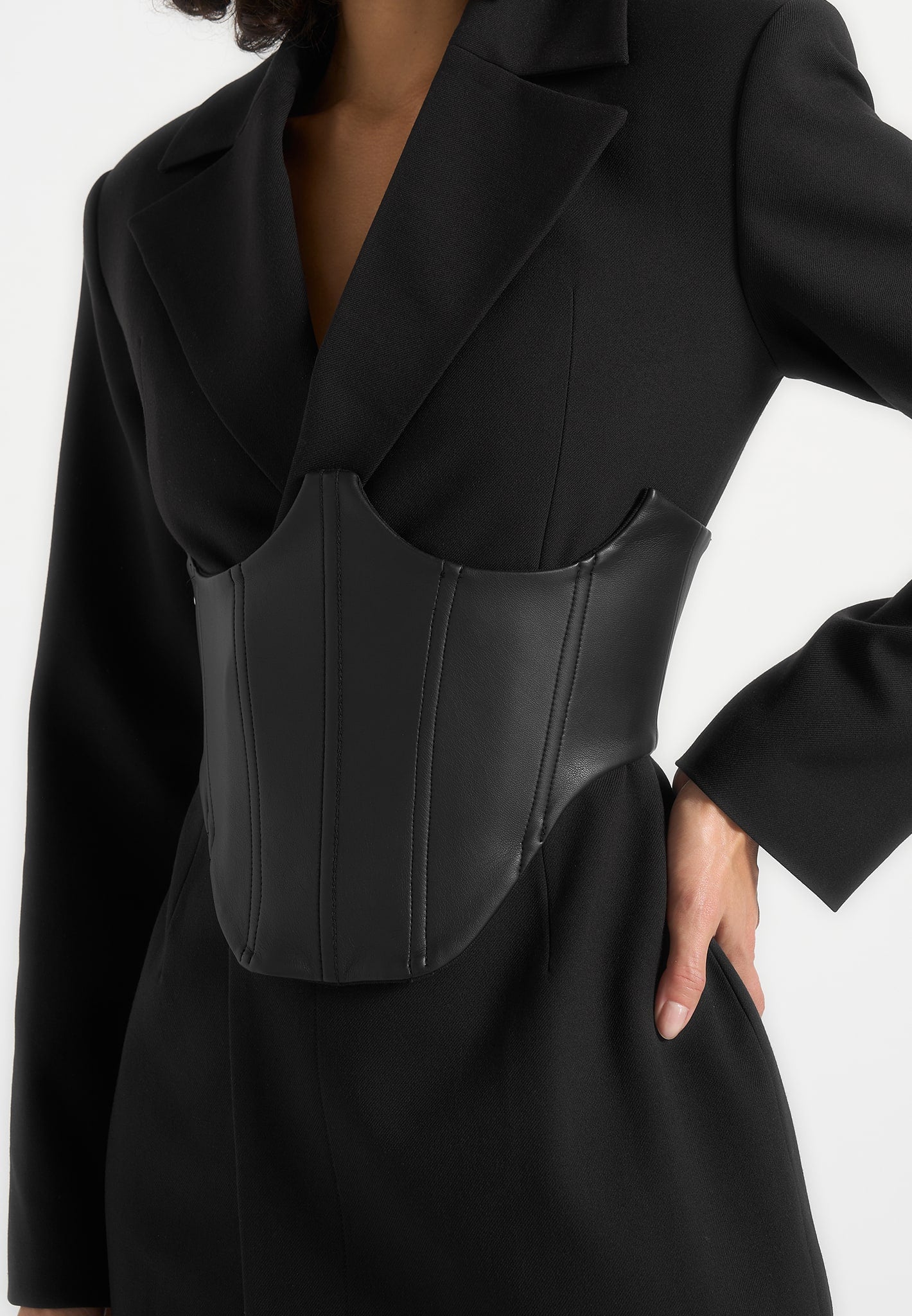 Lacey - Tailored Blazer Dress With Reversible Corset - Black