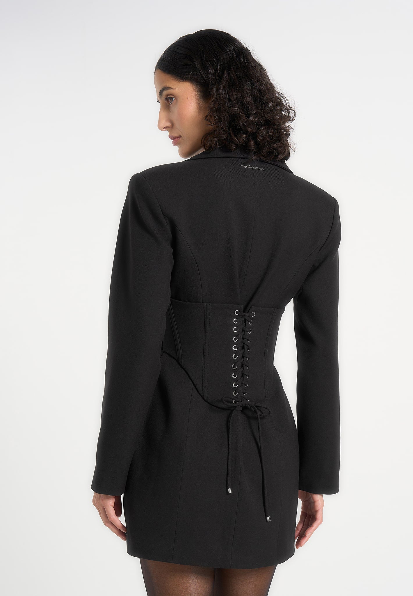 Lacey - Tailored Blazer Dress With Reversible Corset - Black