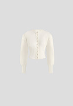 Mayla - Knitted Cinch Waist Cardigan - Cream