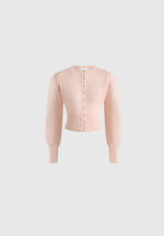 Mayla - Knitted Cinch Waist Cardigan - Pale Pink