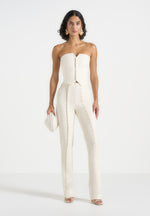 Therese - Tailored Button Detail Trousers - Off White