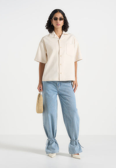 Brook - Unisex Signature Twill Boxy Shirt - Cream