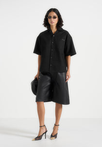 Brook - Unisex Signature Twill Boxy Shirt - Black