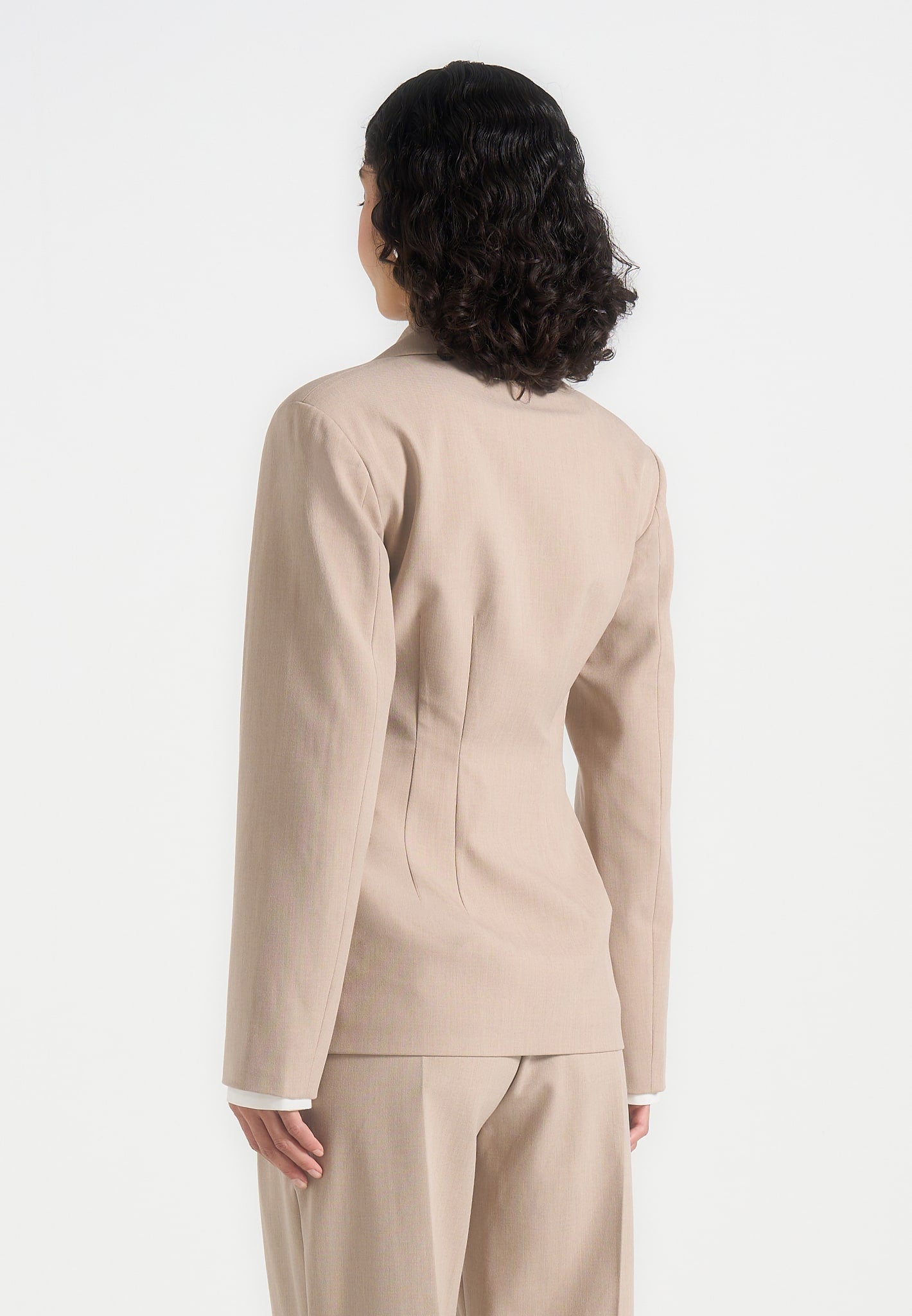 Beatrice - Tailored Cinched Blazer - Beige