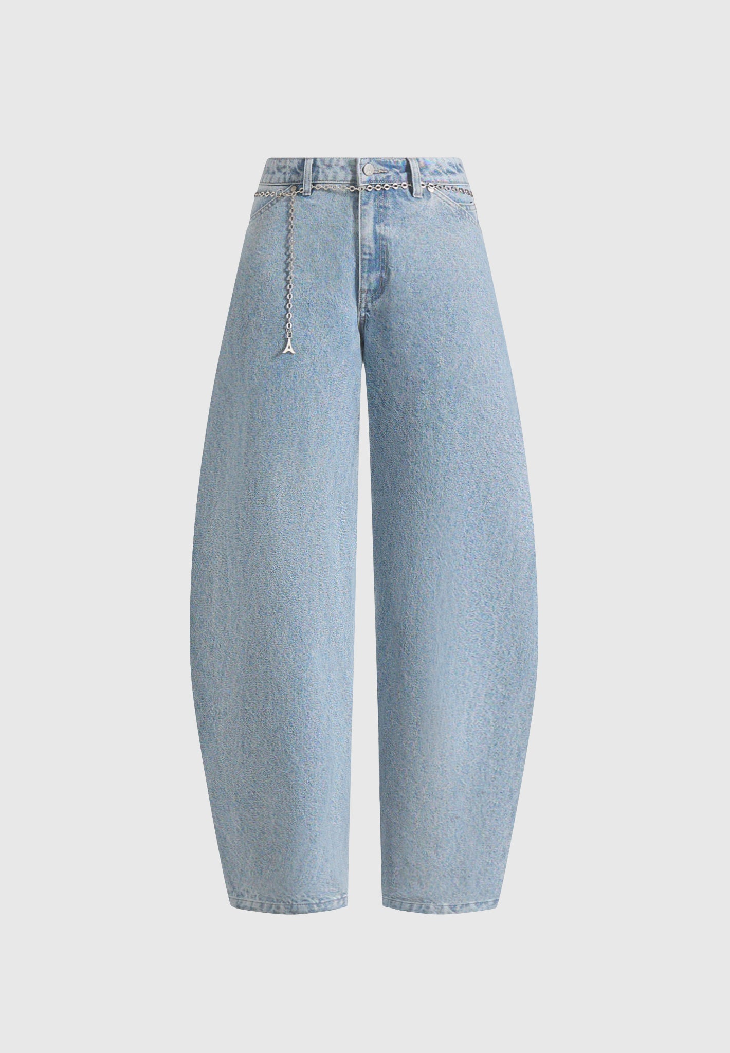 Enora - Hourglass Jean With Chain - Mid Blue