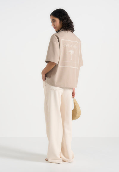 Alexis - Unisex Cote d'Azur Boxy Shirt - Beige