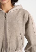 Rayna - Two Tone Relaxed Zip Through Hoodie - Beige