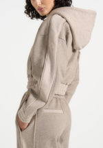 Rayna - Two Tone Relaxed Zip Through Hoodie - Beige