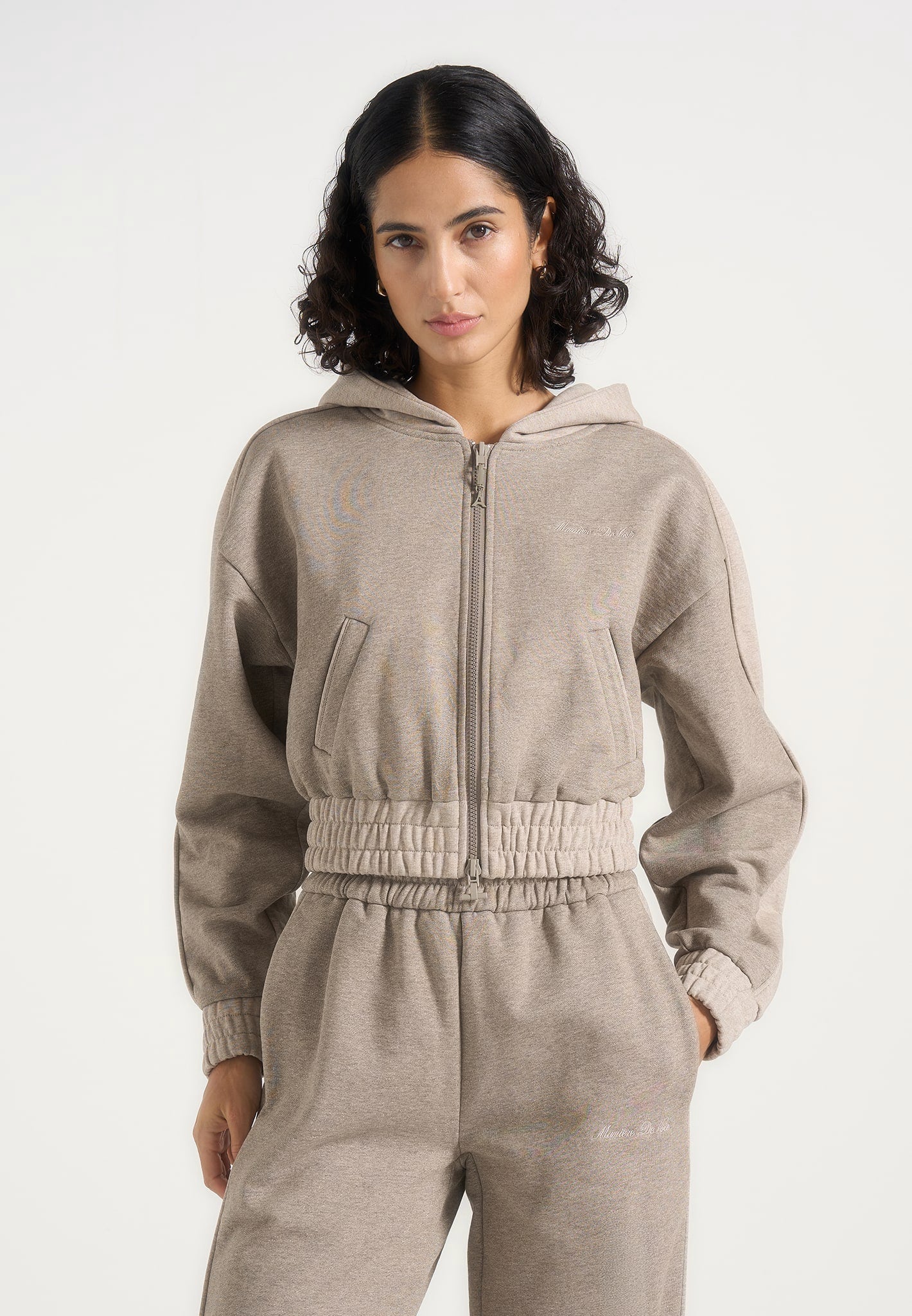 Rayna 2 Rayna - Two Tone Relaxed Zip Through Hoodie - Taupe | Manière De Voir